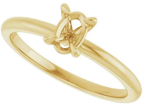 14K Yellow  6x4 mm Oval Solitaire Engagement Ring Mounting (5)