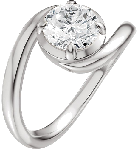 Sužadėtuvių Žiedas „Claw-Prong Solitaire Bypass“ 14k white gold Round 6.5mm (1)