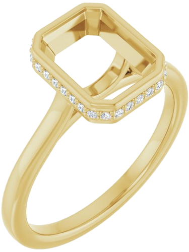 Sužadėtuvių Žiedas „Hidden Halo-Style“ 14k yellow gold Emerald 9mm x 7mm (1)