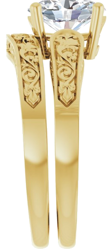 Sužadėtuvių Žiedas „Solitaire Floral“ 14k yellow gold Oval 8mm x 6mm (9)