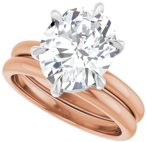 Sužadėtuvių Žiedas „Claw-Prong“ 14k rose/white gold Oval 11mm x 9mm (10)