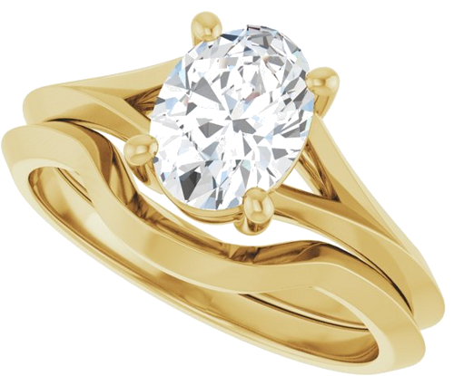 Sužadėtuvių Žiedas „Solitaire Split Shank“ 14k yellow gold Oval 8mm x 6mm (10)