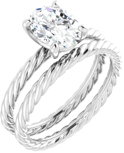 14K White 8x6 mm Oval Solitaire Engagement Ring Mounting (6)