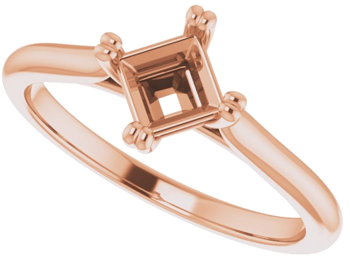 Sužadėtuvių Žiedas „Double Claw-Prong Solitaire“ 10k rose gold Square 4.5mm (5)