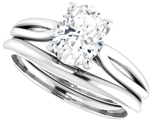 Sužadėtuvių Žiedas „Solitaire“ 14k white gold Oval 8mm x 6mm (10)