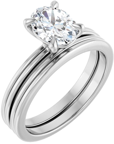 Sužadėtuvių Žiedas „Claw-Prong Solitaire“ 14k white gold Oval 8mm x 6mm (6)