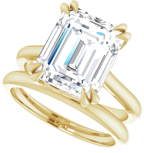 Sužadėtuvių Žiedas „Double Claw-Prong“ 14k yellow gold Emerald 11mm x 9mm (10)