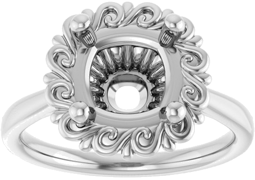 Sužadėtuvių Žiedas „Solitaire“ 14k white gold Cushion 8mm (3)