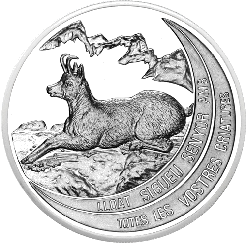 1 oz Pirėnų kalnų ožka 1992 Andora sidabrinė moneta (1)