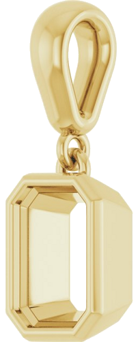 Pakabukas „Bezel-Set“ 585 Geltonojo Aukso Emerald 7mm x 5mm (2)