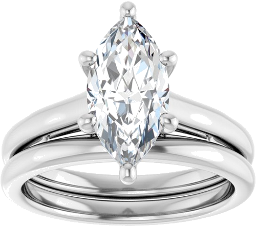 10K White  12x6 mm Marquise Solitaire Engagement Ring Mounting (8)