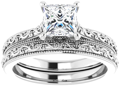 Sužadėtuvių Žiedas „Solitaire Sculptural“ 14k white gold Square 5.5mm (8)