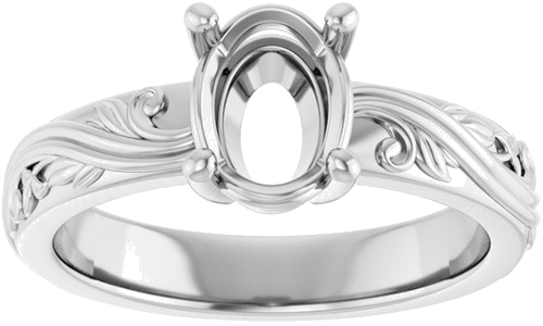 Sužadėtuvių Žiedas „Solitaire Sculptural“ 925 Sidabro Oval 8mm x 6mm (3)