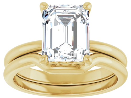 10K Yellow 9x7 mm Emerald Solitaire Engagement Ring Mounting (8)