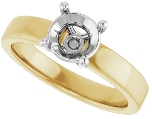 Sužadėtuvių Žiedas „Solitaire“ 14k yellow/white gold Round 6.5mm (5)