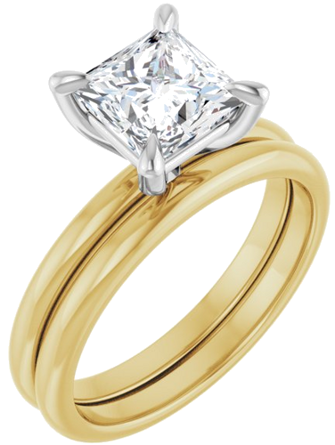 Sužadėtuvių Žiedas „Solitaire“ 14k yellow/white gold Square 6.5mm (6)