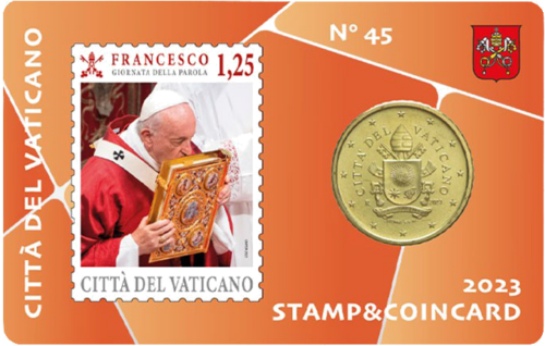 2023 Vatican Coat of Arms of Francis 50 cent coin on BU card with stamp (4)