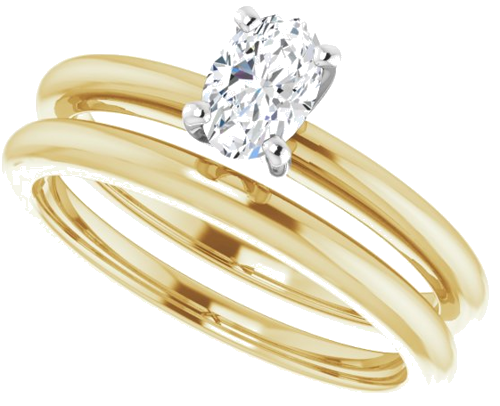 Sužadėtuvių Žiedas „Solitaire“ 585 Baltojo Ir Geltonojo Aukso Oval 6mm x 4mm (10)