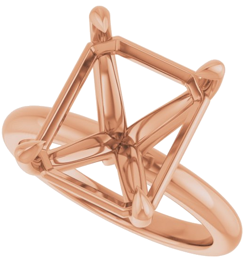 Sužadėtuvių Žiedas „Claw-Prong“ 14k rose gold Emerald 12mm x 10mm (5)