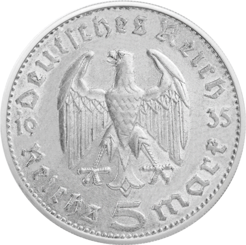 5 Reichsmark President Paul von Hindenburg (1935-1936) Germany Silver Coin (2)