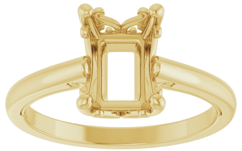 Sužadėtuvių Žiedas „Solitaire Vintage-Inspired Scroll“ 14k yellow gold Emerald 8mm x 6mm (3)