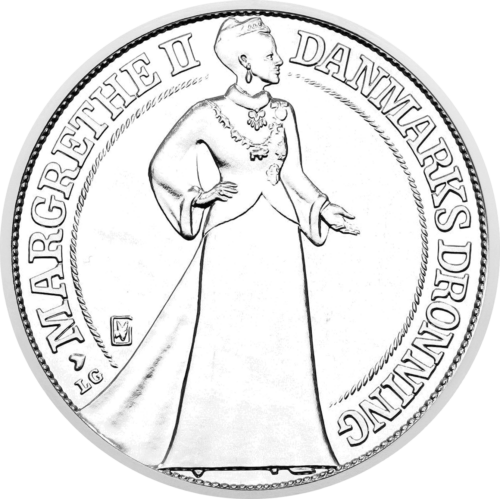 200 kronų Karalienės valdymo jubiliejus 1997 Danijos karalystė sidabrinė moneta (2)