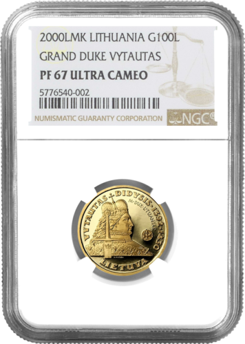 2000 Vytautas Didysis Lietuva 100 litų auksinė moneta PF 67 ULTRA CAMEO (1)