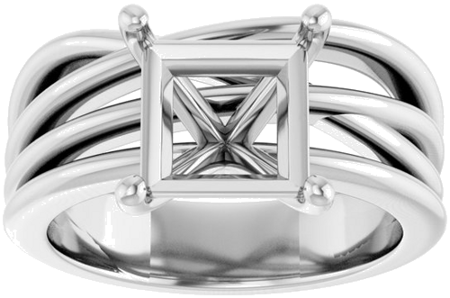 Sužadėtuvių Žiedas „Solitaire Asymmetric“ 14k white gold Square 7.5mm (3)