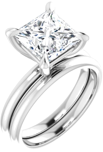 Sužadėtuvių Žiedas „Solitaire“ 585 Baltojo Aukso Square 8mm (6)