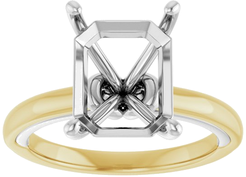 Sužadėtuvių Žiedas „Solitaire“ 14k yellow/white gold Emerald 11mm x 9mm (3)