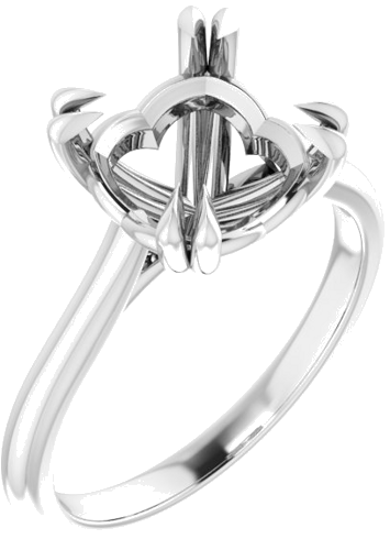 14K White 9 mm Cushion Solitaire Engagement Ring Mounting (1)