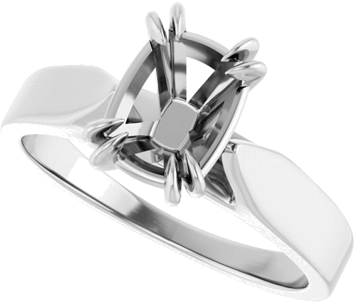 Sužadėtuvių Žiedas „Double Claw-Prong Solitaire“ 14k white gold Elongated Cushion 8mm x 6mm (5)