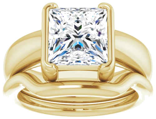 Sužadėtuvių Žiedas „Half-Bezel Solitaire“ 14k yellow gold Square 8mm (8)