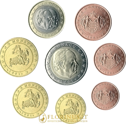 2001 Monaco Prince Rainier II Euro coin set (2)