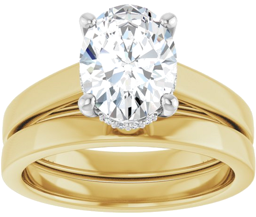 Sužadėtuvių Žiedas „Hidden Halo-Style“ 14k yellow/white gold Oval 9mm x 7mm (8)