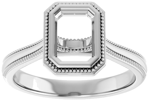 14K White 7x5 mm Emerald Solitaire Engagement Ring Mounting (3)