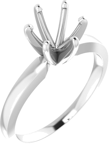 Sužadėtuvių Žiedas „Solitaire“ 585 Baltojo Aukso Round 6.6mm x 7.2mm (1)