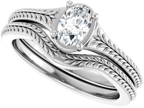Sužadėtuvių Žiedas „Solitaire“ 10k white gold Oval 6mm x 4mm (10)
