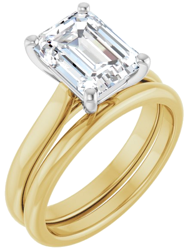 Sužadėtuvių Žiedas 14k yellow/white gold Emerald 9mm x 7mm (6)