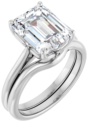 Sužadėtuvių Žiedas „Solitaire“ 950 Platinos Emerald 10mm x 8mm (6)