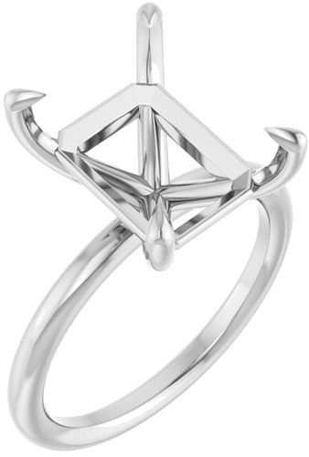 Sužadėtuvių Žiedas „Claw-Prong Solitaire“ 14k white gold Emerald 12mm x 10mm (1)