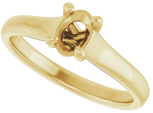 Sužadėtuvių Žiedas „Solitaire“ 585 Geltonojo Aukso Oval 6mm x 4mm (5)