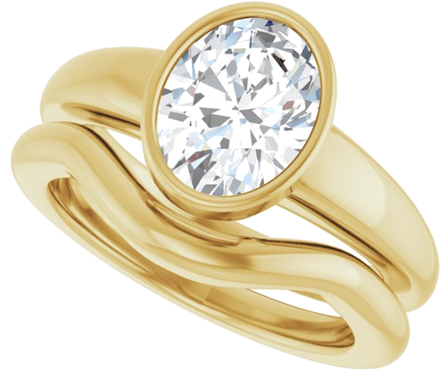 Sužadėtuvių Žiedas „Bezel-Set Solitaire“ 14k yellow gold Oval 9mm x 7mm (10)