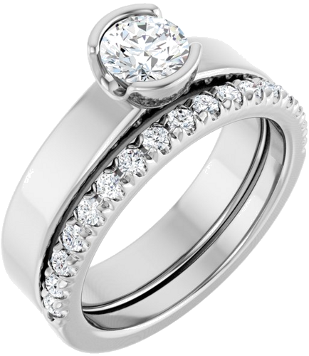 Sužadėtuvių Žiedas „Half-Bezel Solitaire“ 14k white gold Round 5.2mm (6)