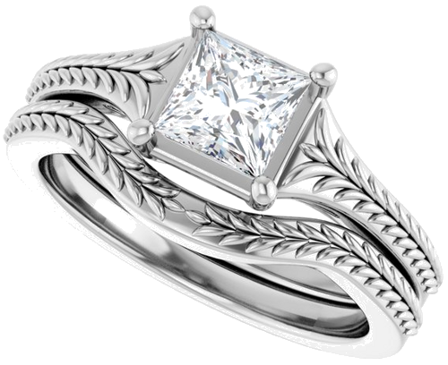 Sužadėtuvių Žiedas „Solitaire“ 14k white gold Square 5mm (10)