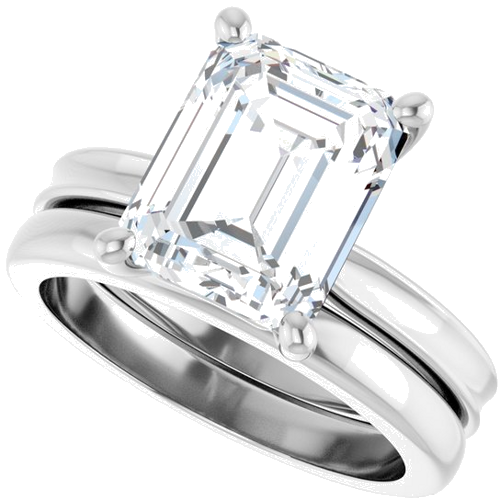 Sužadėtuvių Žiedas 14k white gold Emerald 10mm x 8mm (10)