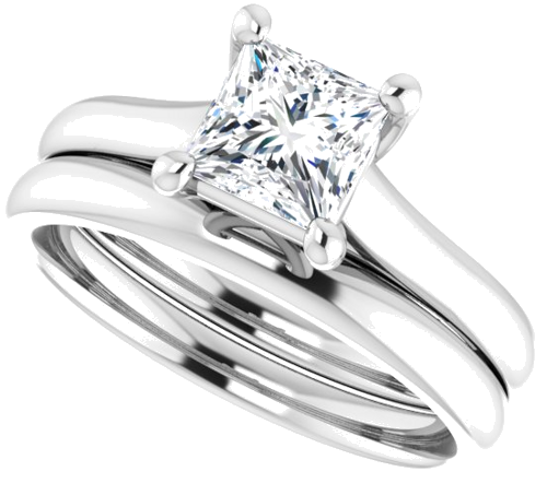 Sužadėtuvių Žiedas „Solitaire“ 585 Baltojo Aukso Square 5.5mm (10)