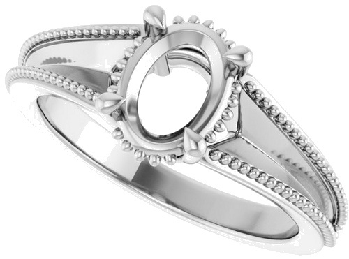 Sužadėtuvių Žiedas „Claw-Prong Solitaire“ 14k white gold Oval 8mm x 6mm (5)