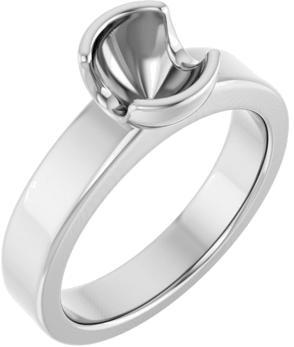 Sužadėtuvių Žiedas „Half-Bezel Solitaire“ 14k white gold Round 6.5mm (1)
