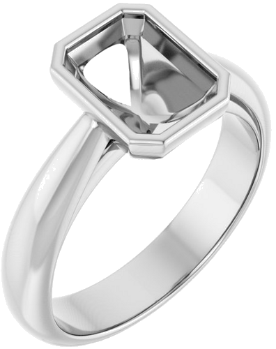 Sužadėtuvių Žiedas „Bezel-Set Solitaire“ 14k white gold Emerald 8mm x 6mm (1)